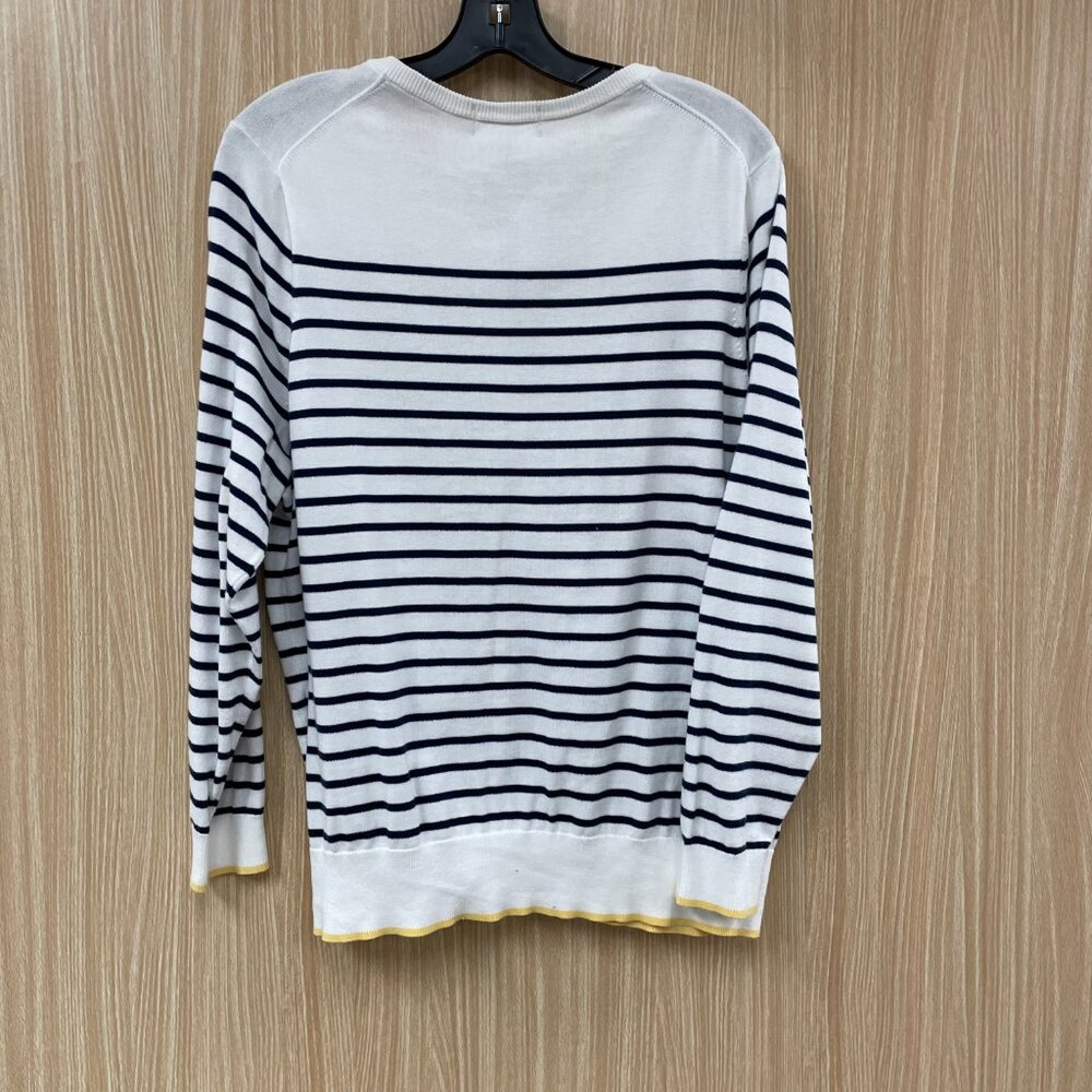 Lands' End White Stripe Cardigan Size 16W - Picture 2 of 4